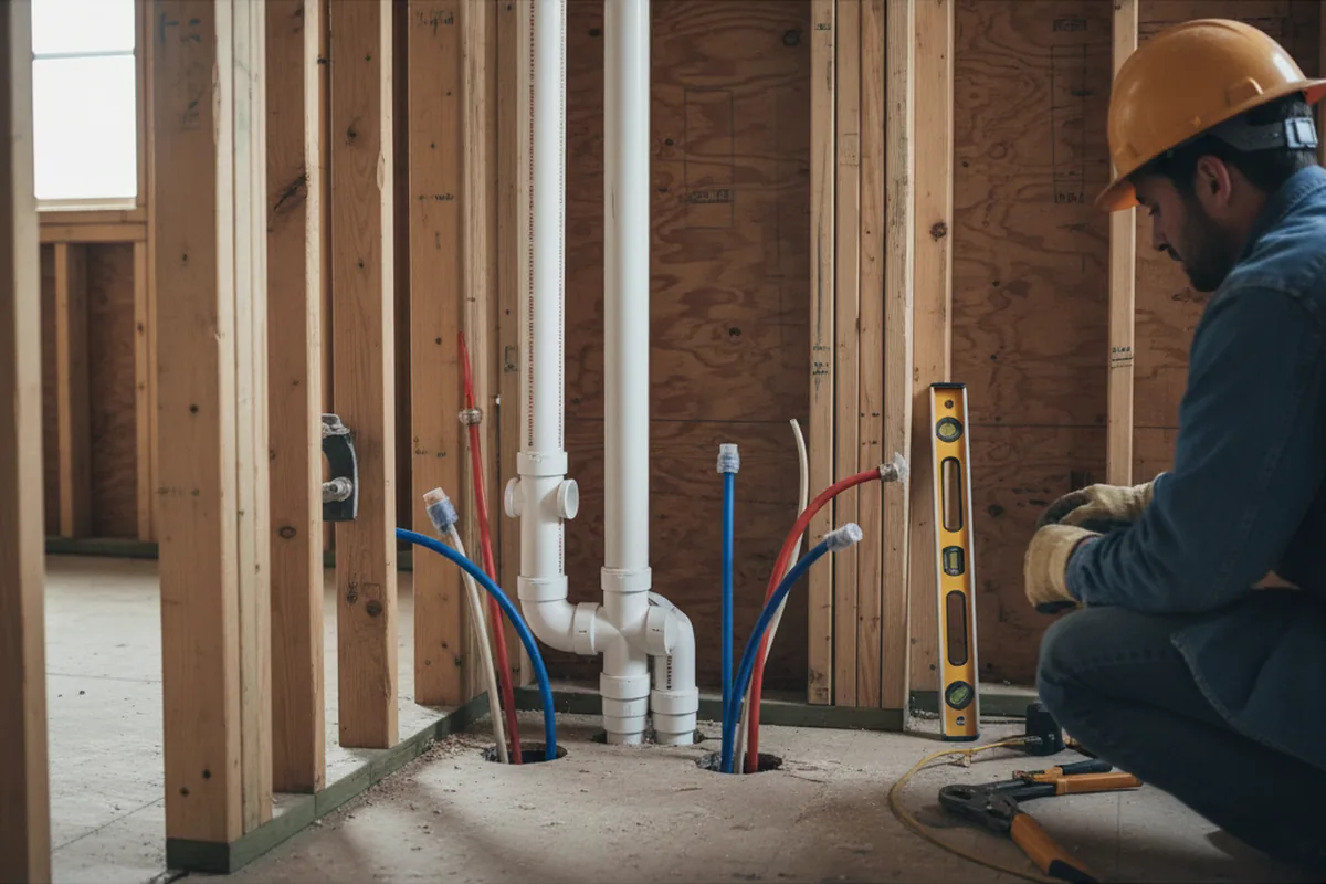 Drain and supply rough-in during Drain Cleaning in Los Angeles