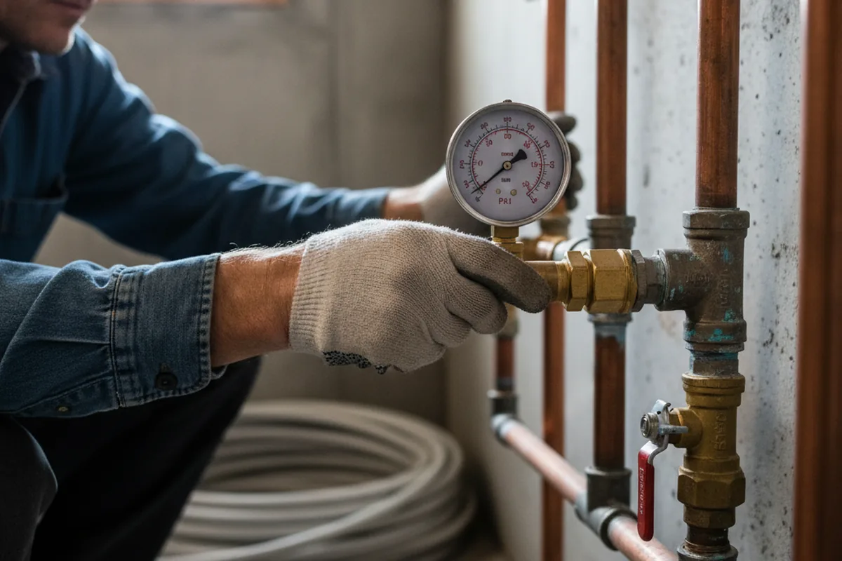 Pressure testing a repaired line during Water Line Repair in Los Angeles